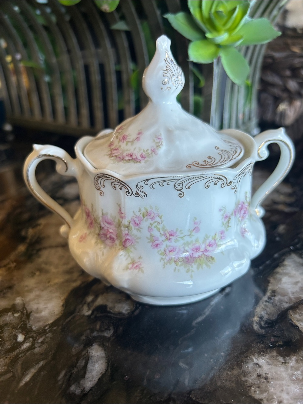 Vintage Irma Pattern by Zuh, Scherzer & Co,White Porcelain Covered Sugar
